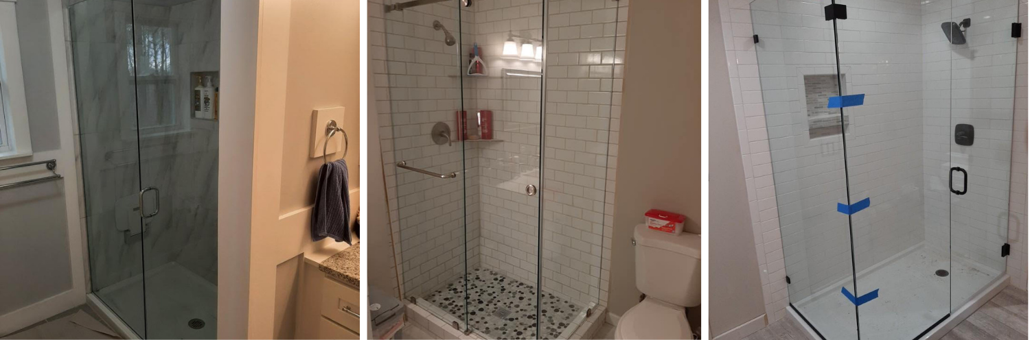 three glass shower enclosures